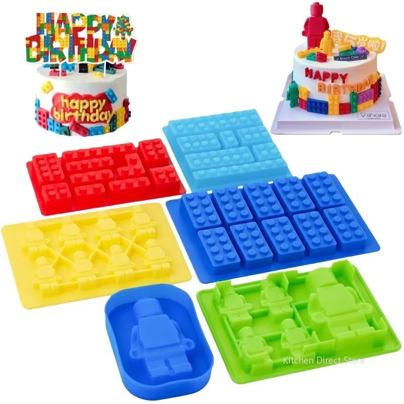 Candle Molds - ロボット型シリコンキャンドル型、DIY 3Dブロック、チョコレート、クッキー、フォンダン、アイス型、クリスマスギフト、手芸用品、ホームデコレーション