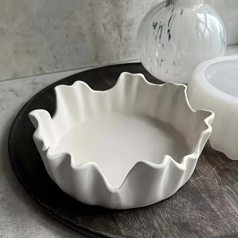 Candle Molds - 不規則な収納トレイシリコーン型石膏燭台フルーツトレイセラミック白クリエイティブクッキングプレート家庭用アクセサリー