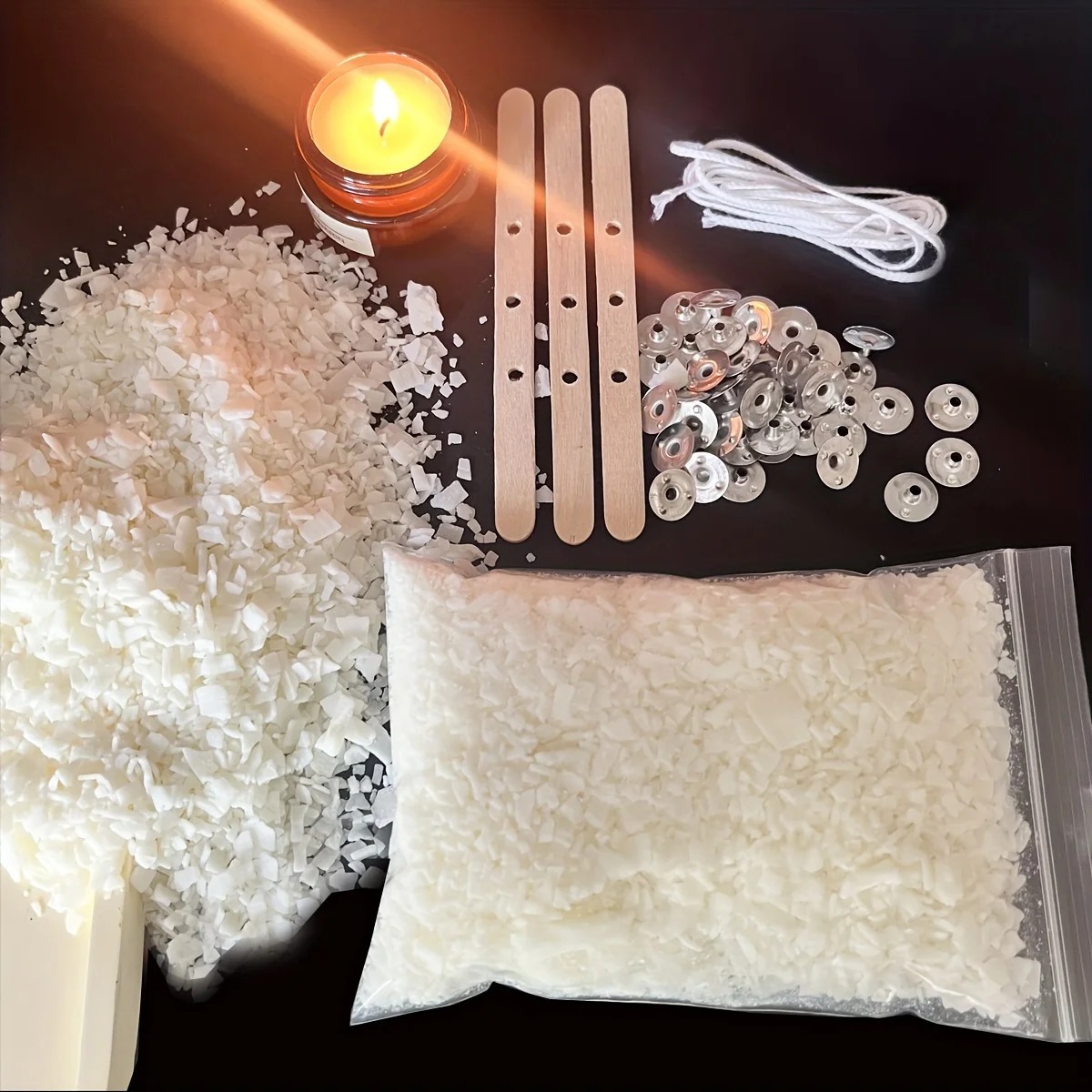 Candle Making Kit - キャンドル作りキット 100g ソイワックス DIY 香り付きキャンドル作成材料 無煙キャンドル