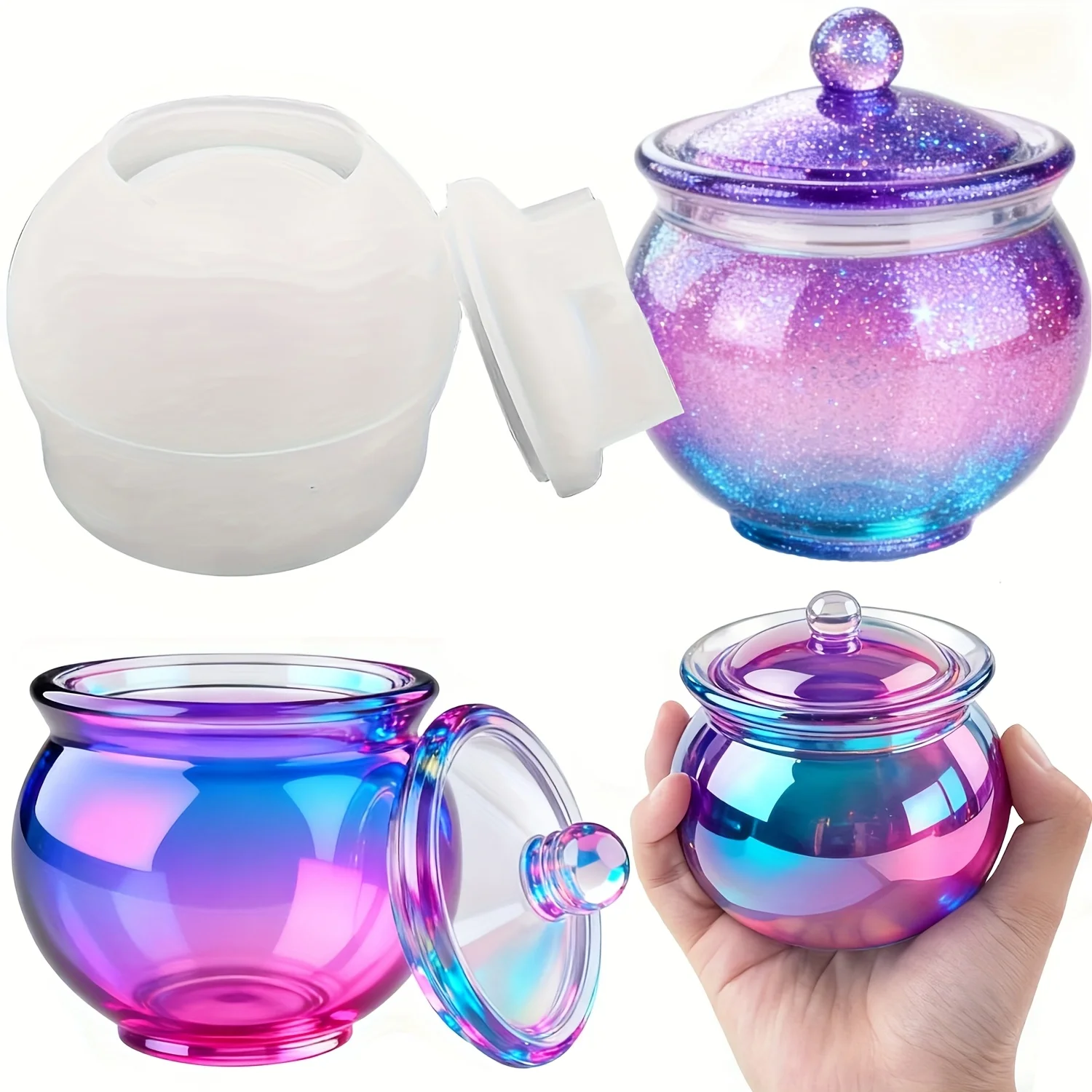 Candle Molds - 蓋付きの丸い樹脂製缶型1セット、DIYジュエリー収納ボックス、コンクリートキャンドル容器、ギフトや家の装飾に