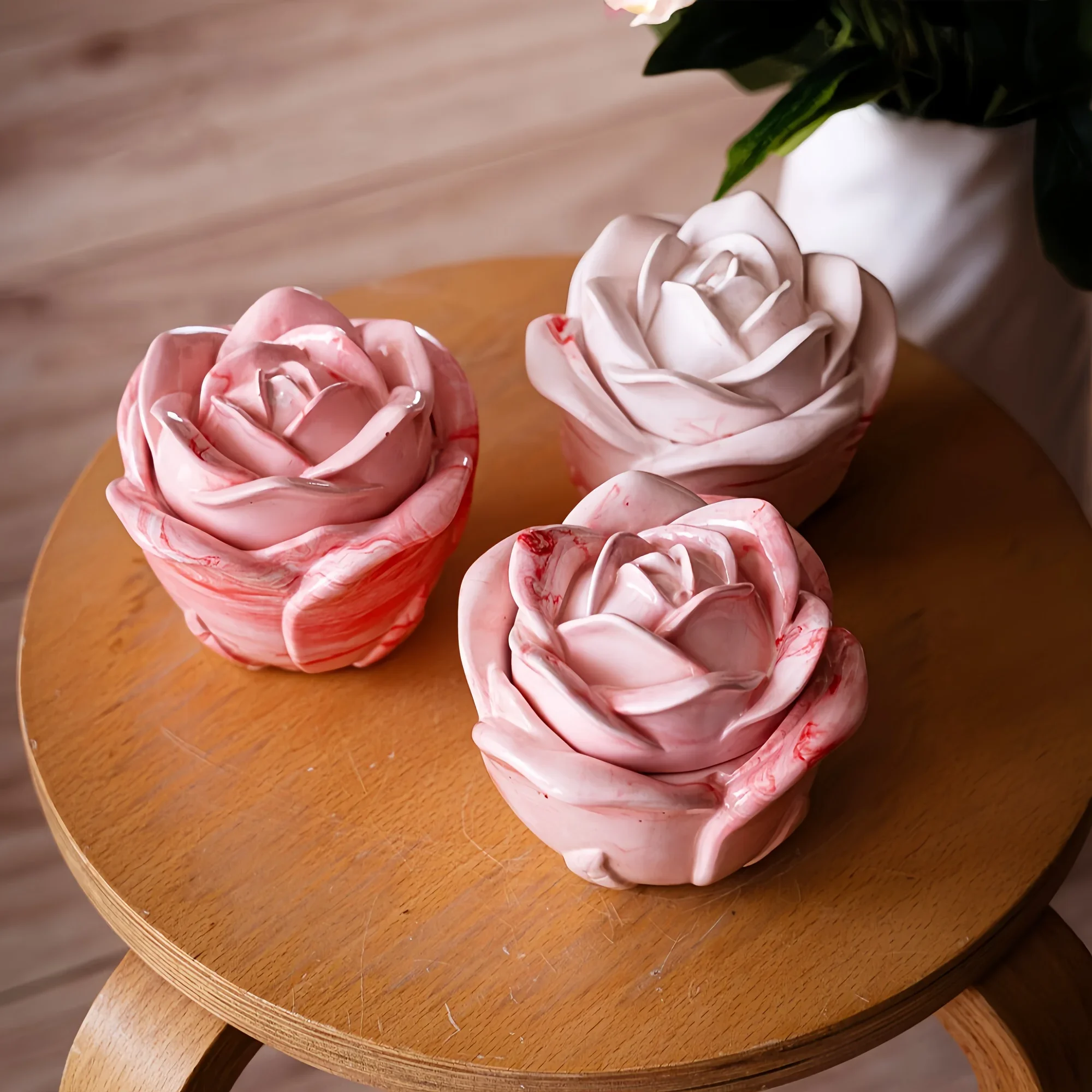 2ピースセット ローズ型シリコンモールド 蓋付き、エポキシ樹 - Candle Molds のレビューと価格